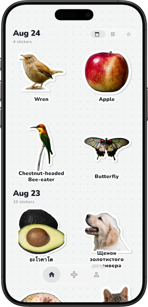 CatchLingo — your sticker collection browsed by date