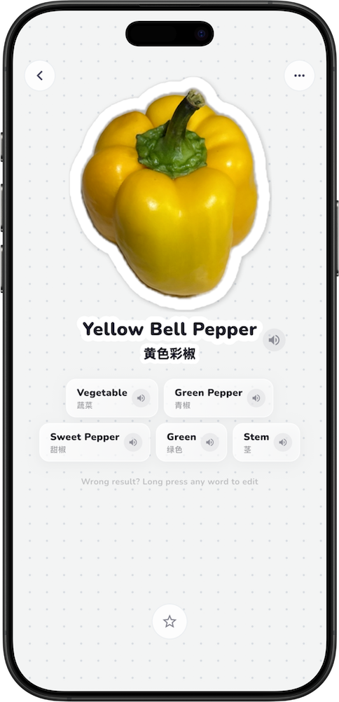 CatchLingo — related vocabulary unlocked by a yellow bell pepper sticker