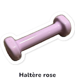 Pink dumbbell sticker with its French name