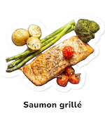 Grilled salmon sticker with its French name