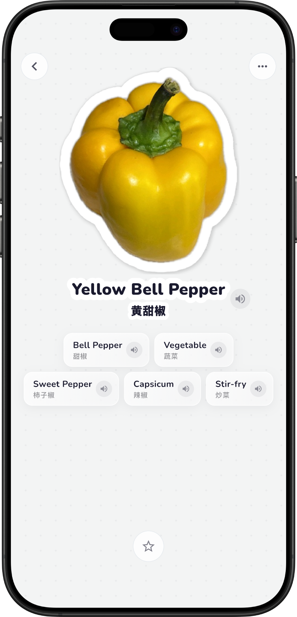 CatchLingo — related vocabulary unlocked by a yellow bell pepper sticker